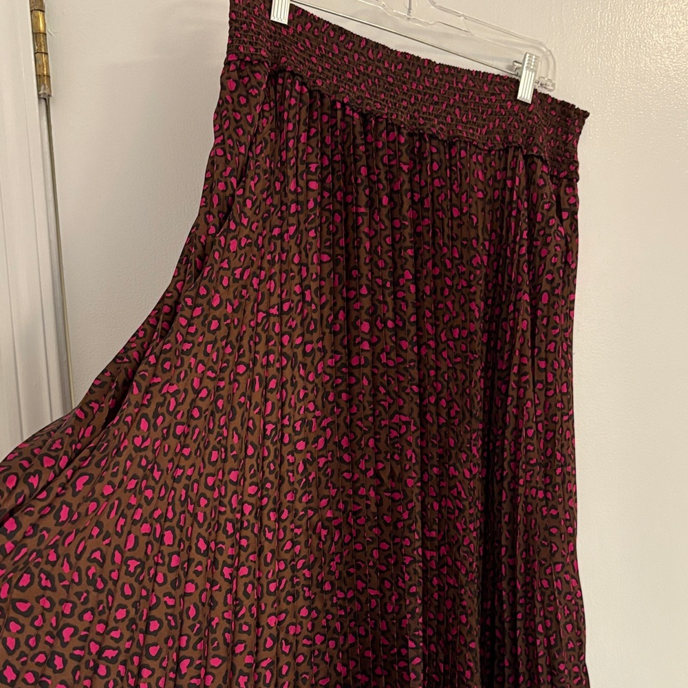 Pink and Brown Leopard Print Skirt